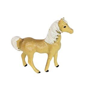 Miniature Metal Palomino Horse Figurine Hand Painted Collectible Mini Stallion